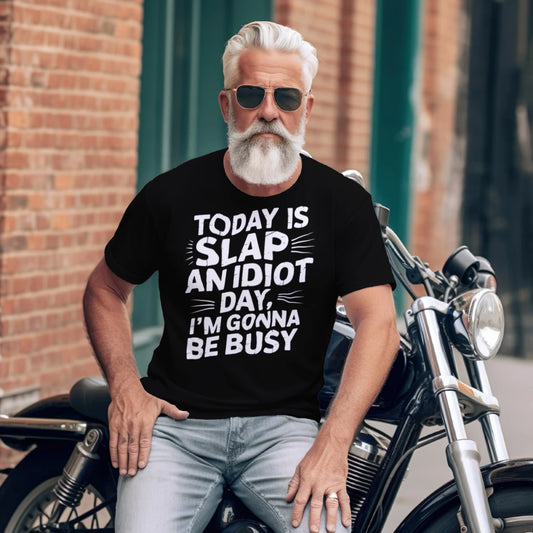 Slap An Idiot Day Busy Tee – Funny Sarcastic T-Shirt