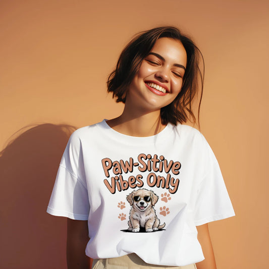 Paw-sitive Vibes Only Dog Lover Unisex Graphic T-Shirt