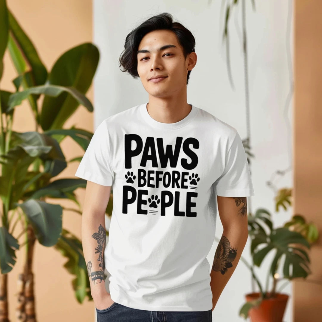 Paws Before People Dog Lover T-Shirt – Funny Unisex Tee