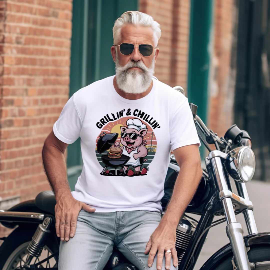 Grillin’ & Chillin’ Funny BBQ T-Shirt for Cookouts