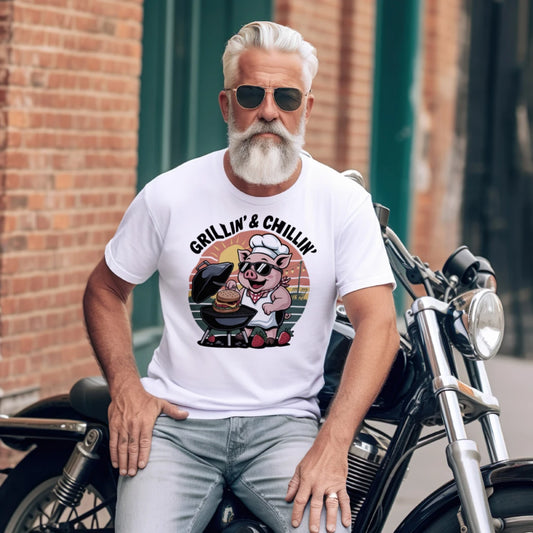 Grillin’ & Chillin’ Funny BBQ T-Shirt for Cookouts
