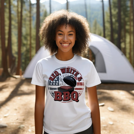 Red White & BBQ Patriotic 4th of July Grill T-Shirt