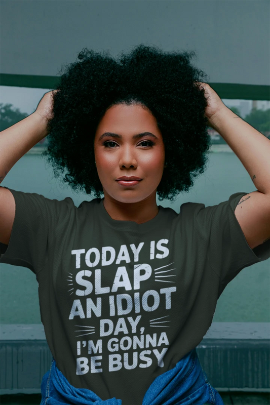 Slap An Idiot Day Busy Tee – Funny Sarcastic T-Shirt