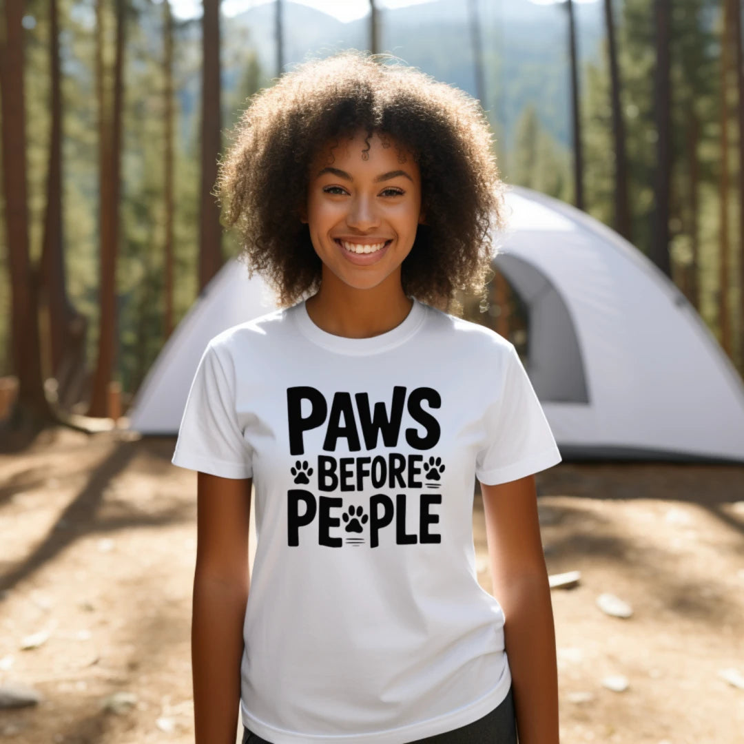 Paws Before People Dog Lover T-Shirt – Funny Unisex Tee
