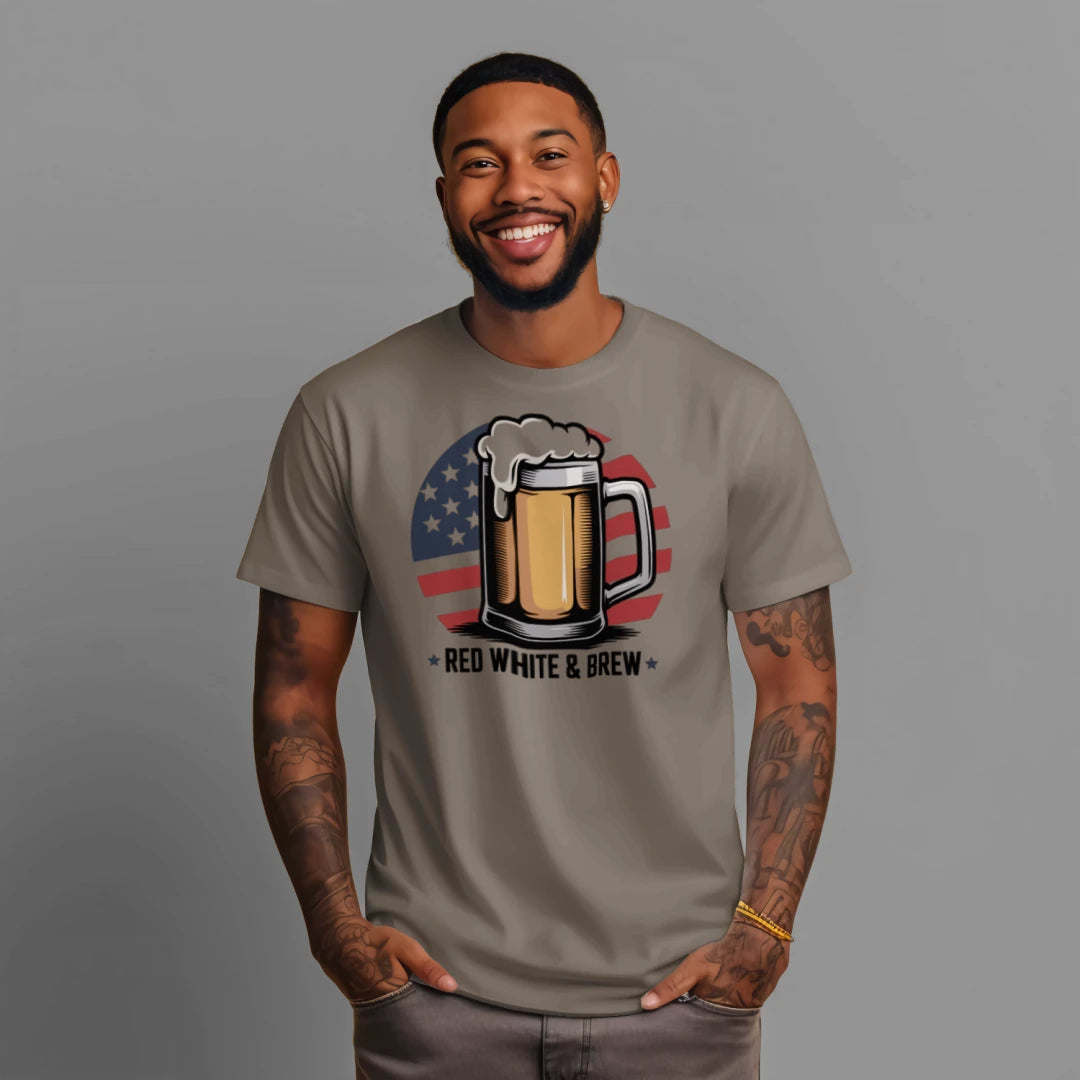 Red White & Brew Funny 4th of July Beer Shirt