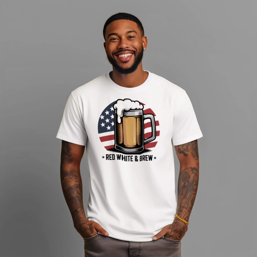 Red White & Brew Funny 4th of July Beer Shirt