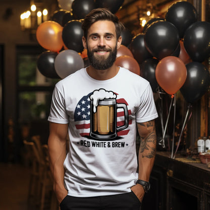 Red White & Brew Funny 4th of July Beer Shirt